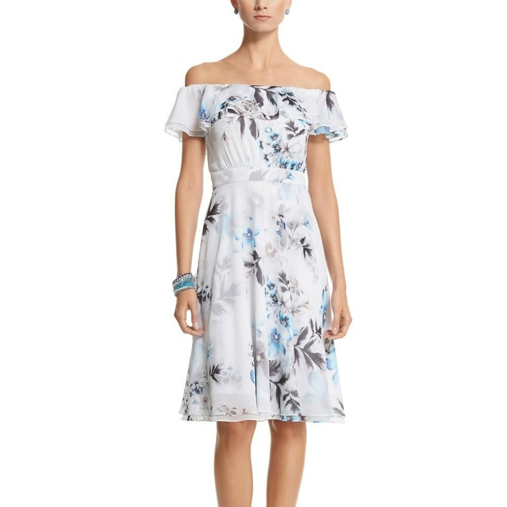 NWOT WHBM Floral Over-The-Shoulder Fit & Flare Dress 0